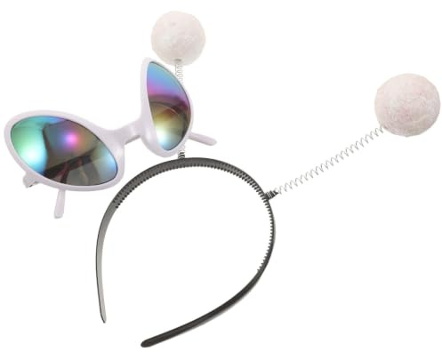 Ciieeo Lustige Material Größe Alien Elastischer Brille mit Leichtem und Abs Halloween im Mars Design mit Antennen Form in Weiß für Party und Cosplay