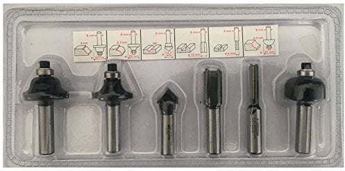 Fräser Set (6 teilig) passend für Einhell Oberfräse TE-RO 1255 E Holzbearbeitung, fräsen, bohren, anfasen
