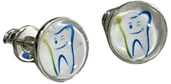 Zahn Zahnarzt 925 Sterling Silber 8mm Ohrringe Ohrstecker