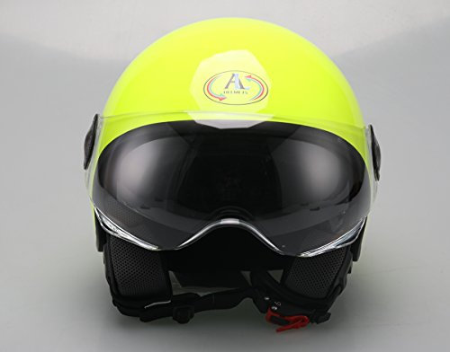AL Helmets - CASCO DEMI-JET MOD. 101/BIS GIALLO FLUO MISURA XL - DOPPIA VISIERA