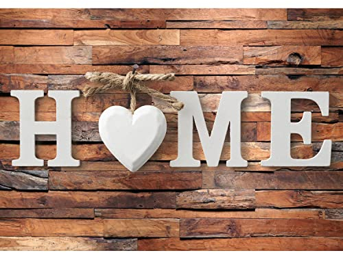 Runa Art Fototapete Home Herz Holz 352 x 250 cm Vlies Tapeten XXL Moderne Wandtapete Wohnzimmer Schlafzimmer Braun 9385011c