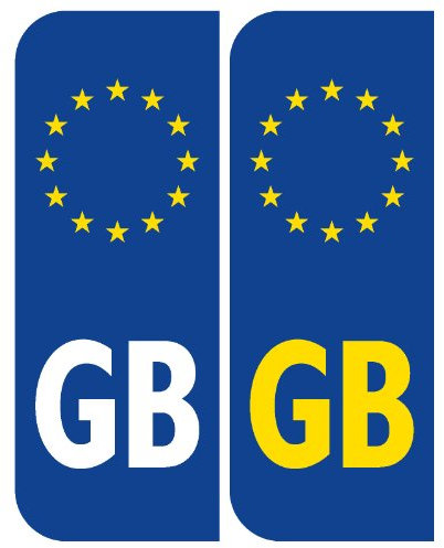 Front and Back Euro GB Badge Car Number Plate, Vinyl Stickers European symbols decals (Premium Laminated Vinyl)
