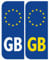 Front and Back Euro GB Badge Car Number Plate, Vinyl Stickers European symbols decals (Premium Laminated Vinyl)