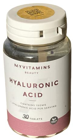 Myvitamins Hyaluronic Acid Tablets | High-Strength 150mg per Serving | Supports Skin Hydration, Joint & Tissue Health | 30 Tablets | Moisture-Retaining Molecule for Healthy Skin | Vegan-Friendly
