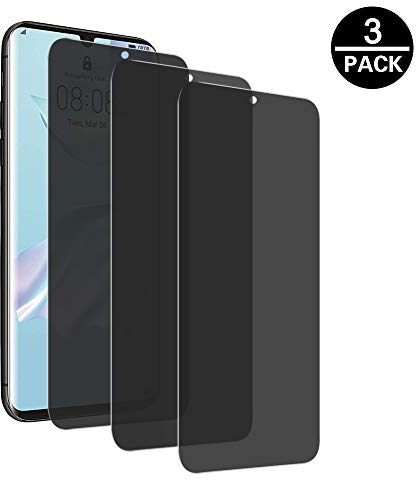 [3 Stück] Privacy Schutzfolie Huawei P30, 9H Härtegrad Anti-Kratzer Full Screen Protector Anti-Spion Anti Spy Tempered Glass Blickschutzfolie