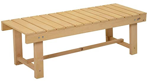 Outsunny 1 Piece 2-seater Outdoor Indoor Wooden Garden Bench Fir Patio Loveseat, 110L x 38W x 35Hcm, Natural