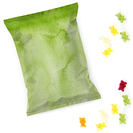 Logbuch-Verlag 10 Give-Away Fruchtgummi Tütchen grün Mini Gastgeschenke zum Beschriften als Tischkarte 7 x 9 cm