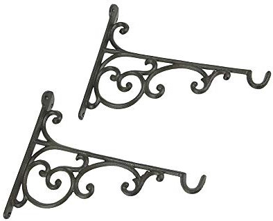 Rustikale Wandregalhalterungen aus Gusseisen, Braun, 2 Stück