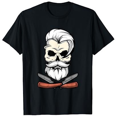 Regalos de ilustración de cráneos de barbero antiguos Camiseta