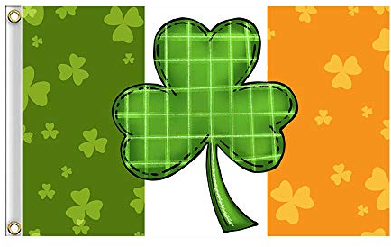Shmbada St. Patrick's Day-Flagge mit Messingösen, doppelt genäht, lebendige Farben, kein Verblassen, für drinnen und draußen, Veranda, Terrasse, irisches Kleeblatt, Dekoration, 91 x 152 cm
