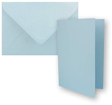 10x DIN B6 Faltkarten Set mit Umschlägen in Hellblau (Blau) - 120 x 170 mm - ideal für Einladungskarten, Hochzeit, Taufe, Kommunion, Konfirmation - Marke: FarbenFroh
