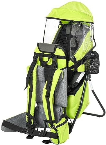HOMCOM Sac à dos de randonnée pour bébé avec siège ergonomique et housse de pluie détachable avec sangles réglables et support pour enfant de 6 à 36 mois Vert clair