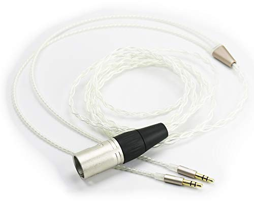 4-pin XLR Balanced Male to dual 3.5mm connector 6N OCC Copper Single Crystal Silver Plated cord Balanced Cable Compatible with Hifiman Sundara, Arya, Ananda Headphones