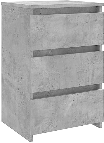 vidaXL Bed Cabinet Home Bedroom Living Room Furniture Bedside Side Storage Space Cabinet Nightstand Side Table Chipboard 40x35x62.5 cm Concrete Grey