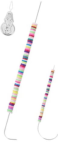 ASTER 3 Pieces Beading Needles with Bead Needle Threader, 4 Inch Curved Big Eye Beading Needles and 7.5 Inch Curved Bead Spinner Needle for DIY Beading Jewelry Making Crafts