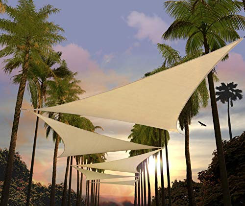 Amgo Tenda parasole triangolare, in tessuto AGTAPT24, 61 x 61 x 61 cm, colore beige, blocco UV, permeabile all'acqua e all'aria, grado commerciale resistente, per esterni e giardini (realizziamo
