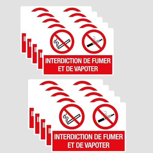 10 Autocollant de 5 CM Panneau Interdiction de Fumer et de vapoter