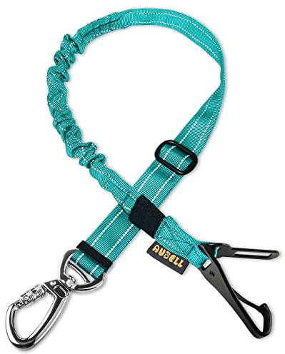 AUBELL Anschnallgurt Hund Auto,Einstellbar Haustier Auto sicherheitsgurt für Hunde, Bungee Hunde Anschnallgurt Geschirr Tether mit Clip Haken-Verschluss & Schnalle, Swivel Karabiner,Türkise