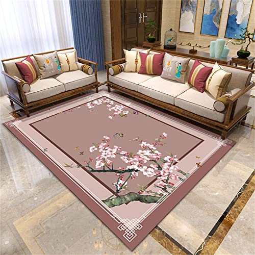 RUGMRZ Tapi 200 x 300 cm Tapis D Exterieur Terrasse Rose Anti Glisse De Cuisine Lavable À Imprimé Chinois Anti-dérapant