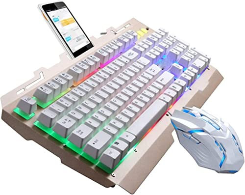 Corsehild Gaming Keyboard and Mouse Combo, RGB Backlit Gaming Keyboard and Illuminated Gaming Mouse, USB Wired Set for Computer PC Gamer Laptop Office Work
