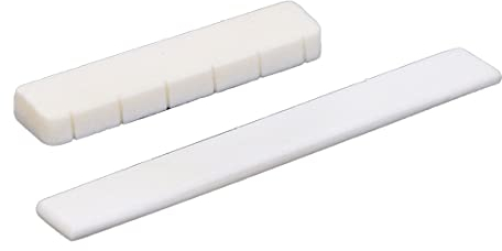 Bridge Natural Buffalo Nut für LP E Gitarren Bass Ersatzset, Weiß, 6-saitige Gitarrenteile Knochen Steg-Sattel Sattel Sattel Sattel Sattel Sattel Sattel 80 mm & 50 mm für klassische Gitarre