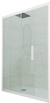Porta doccia scorrevole 100 CM H 200 Vetro Trasparente Profilo Antracite mod. Deco