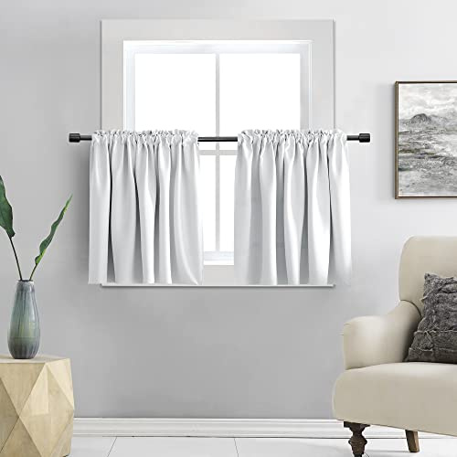 DONREN Cremefarbene Raumverdunkelungsvorhänge für kleine Fenster, Vorhang-Etagen, für Café, mit Stangentasche (107,7 x 91,4 cm Länge, 2 Stoffbahnen)
