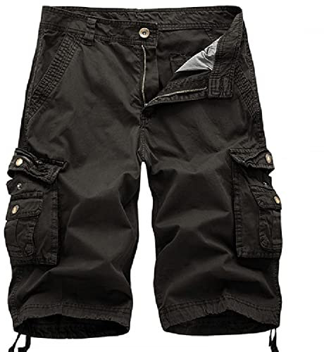 2023 Short Cargo Coton Casual Lâche avec Poche Pantalon Court Short Homme Casual Lâche Sport Jogging Slim Fit Militaire Short de Sport Cargo Montagne Baggy Short Homme Bermuda Cargo de Travail