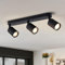 ANWIO LED Deckenlampe Schwarz 3 flammig, Schwenkbar Deckenstrahler Spotleuchte Wandspot, GU10 Vintage Deckenleuchte Schwarz für Wohnzimmer Schlafzimmer Küchen (inkl. Glühbirnen) EUS-EA190811-10-02RB