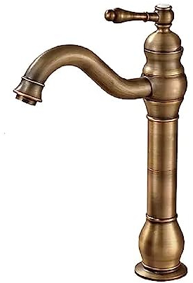 360° schwenkbare Einhebelmischbatterie, Antikmessing Wasserhahn bad hoch, warmes und kaltes Waschbecken Wasserhahn gold