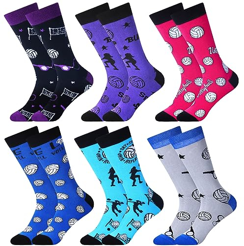 Xaatren 6 Paar lustige Hockey-Socken, Softball, Golf, Volleyball, Baseball, Sportsocken, Geburtstagsgeschenk für Weihnachten, Siehe Abbildung., Einheitsgröße
