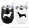 Lifecapido Weinglas für Hundeliebhaber, Dackel-Silhouette, Edelstahl, 2er-Set, Dackel-Geschenke für Damen und Herren, Weihnachtsgeschenk, Geburtstagsgeschenk für Wiener-Hundeliebhaber (340 ml, Schwarz