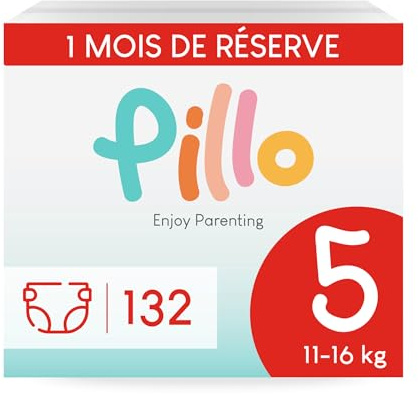 Pillo Windeln 5 - Karton mit 132 Windeln, 4 Packungen mit 33 Windeln Größe 5 - Junior (11-16 kg) - Windel Baby Diapers