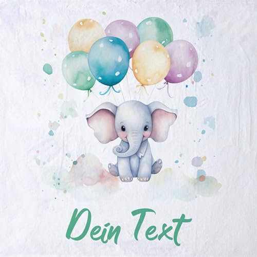 GRAZDesign Elefant Baby Decke mit Namen personalisiert Super flauschig Kuscheldecke als Geschenk Weihnachten Geburt - Fleecedecke