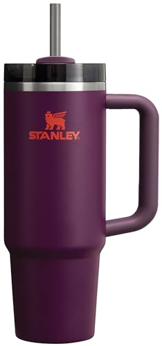 Stanley Quencher H2.0 FlowState vakuumisolierter Becher aus Edelstahl mit Deckel und Trinkhalm, für Wasser, Eistee oder Kaffee, Smoothie und mehr, Pflaume, 887 ml
