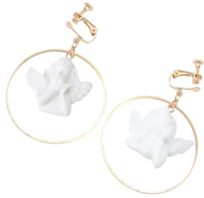 TENDYCOCO 1 Paire Boucles D'oreilles Ange Tir à L'arc Crochet D'oreille Asymétrique Boucles D'oreilles En Forme De Bambou Goutte De Gypse Cupidon Plastique Blanche Boucle D'oreille