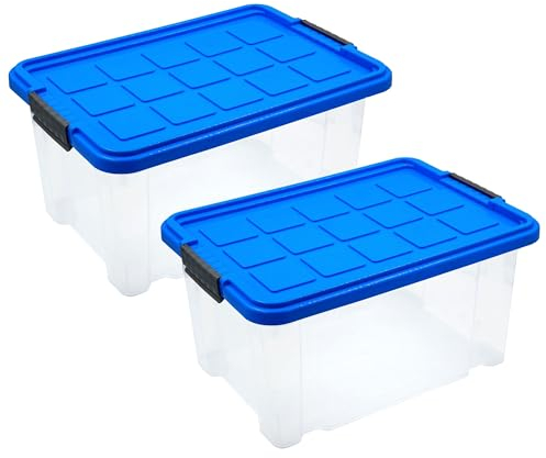 HRB Aufbewahrungsbox mit Deckel Lagerbox Box Korb, Kiste (15 Liter, 2, stück)