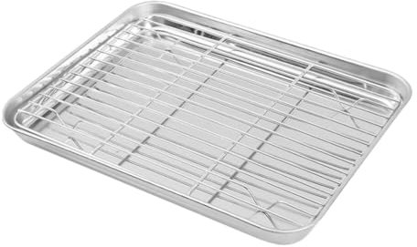 Alipis Juego De Bandeja para Hornear Y Rejilla para Enfriar Bandeja Antiadherente De Acero Inoxidable para Galletas Bandeja para Hornear con Rejilla para Enfriar Bandeja para Horno