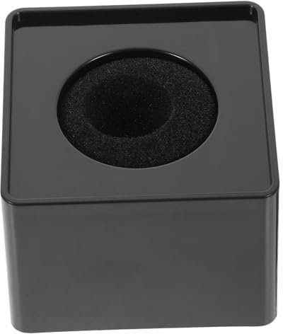 HEMOTON Microphone Logo Abs Square Cube Shaped Interview Mic Station Logo for Desktop Recording Black