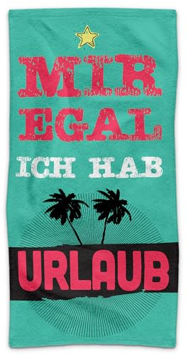 PR Print Royal Handtuch mit Spruch - Mir egal, ich hab Urlaub - Geschenkidee für Familie, Freunde, Badetuch für Urlaub | Individuelles Fotohandtuch - 100 x 50 cm