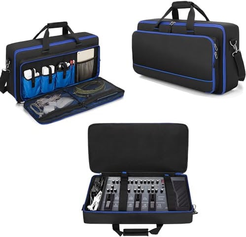 Rexmica Padded Carrying Bag Compatible with Boss ME80, GT1000, GX100, ME90 Guitar Multi-Effects Pedal, Guitar Pedal Board Storage Bag with Compartment for Guitar Cable or Other Accessories, Black