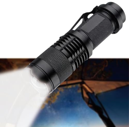 LIAISIMI Lampe de poche LED Lampe de travail multifonctions Mini-lampe portable 3 modes Lampe de poche pliable Idéale pour le camping, la randonnée, la vision nocturne, la pêche de nuit (1, white)