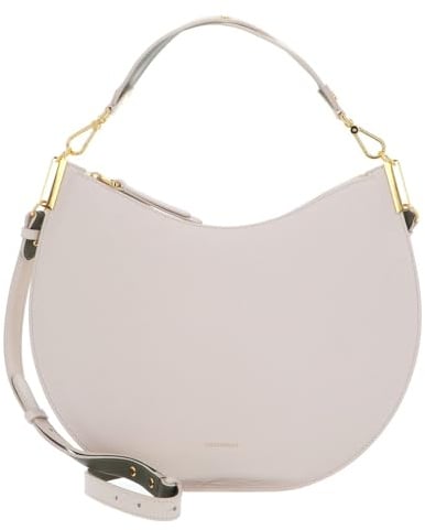Coccinelle Leder Schultertasche Umhängetasche Sunup Handbag Double Grainy Leather Lambskin White/Laurel Green creme