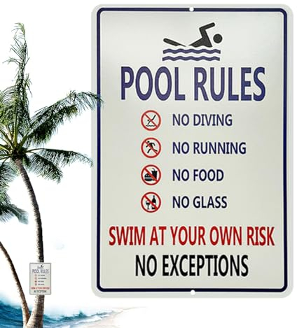 Schwimmbad-Schilder | Pool-Warnschild, Vintage-Metall-Pool-Warnschild, humorvolles Textdesign für Schlafzimmer, Wanddekoration