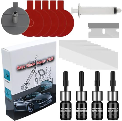 Neyeau Windscreen Repair Kit, Windscreen Chip Repair Kit,Glass Repair Kit Cracked Glass Repair Kit Windshield Repair KitSuitable for Repairing Scratches Half-Moon Cracks, Holes