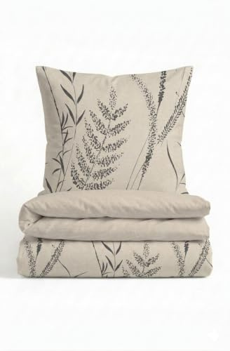 biberna Premium Melange-Flanell Bettwäsche 155x220 cm beige | Biber 2-teilig mit Kissenbezug 80x80 cm | 100% Baumwolle | wärmend & weich | Reißverschluss | Winterbettwäsche | Graeser | Modell 0840518