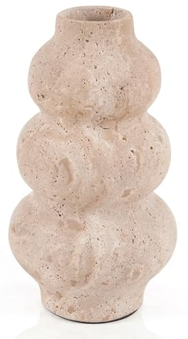 SPESHSTONES Tarvertin-Blumenvase für Heimdekoration, 22,9 cm Tischvasen | Handgefertigte große Steinvase für Blumen, Eingangsbereich, Regal, Kaminsims, Wohnzimmer, Hochzeit und Bauernhaus-Dekoration