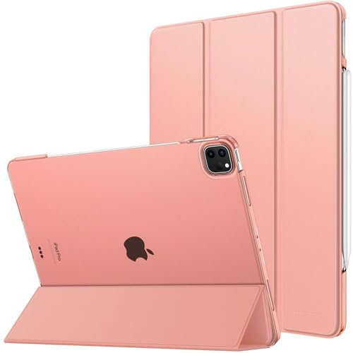 MoKo Funda para iPad Air 13 Pulgadas M2 2024/ iPad Pro 12,9 (6ª/5ª Gen 2022/2021), Funda Inteligente Delgada Translúcida Esmerilada Duro PC, Soporta Touch ID y Lápiz Pro/2ª/USB-C, Albaricoque Naranja