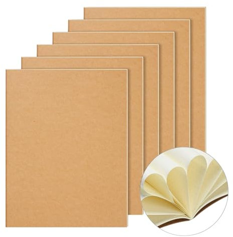 YBCPACK Kraft Notizbuch A4 Dotted, 6 Notizbücher Set, Gepunktet Notizheft mit 64 Seiten (32 Blätter), Notizblock für Büro, Schule & Reisen (21.6x28cm)