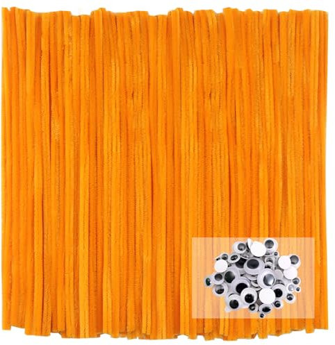TOAOB Pfeifenreiniger Gold zum Basteln 100 Stück Chenilledraht Pfeifenputzer Lang 30 cm X 6mm Pipe Cleaner Basteln mit Selbstklebende Wackelaugen für DIY Handwerk Dekorationen